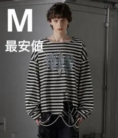 GRANCY ボーダー 総柄ラインストーン グラフィックロンT M