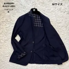 【バーバリーブラックレーベル】背抜き　麻　ノバチェック　ネイビー　Mのサムネイル
