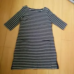 MUJI ♥  七分袖 ボーダー チュニック L