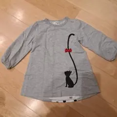 チュニック 110　100 トップス　長袖　猫　ワンピース