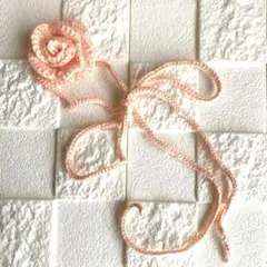 ハンドメイド　ローズチョーカー　バラ　韓国　バレエコア　編物　ピーチカラー