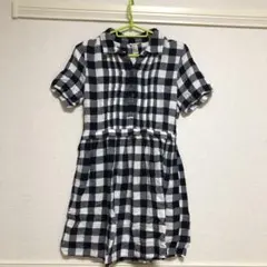 FOREVER 21 ネイビーとホワイトのチェック柄 半袖ワンピース