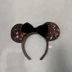 ミッキー耳カチューシャ ブラウン スパンコール