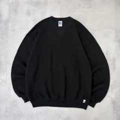 90s USA製　Russell Athletic　スウェット　無地　黒　前V