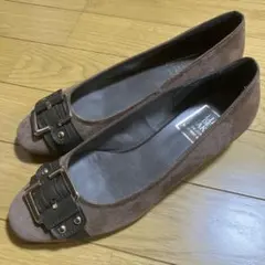 本革　日本製　クラブデサキ　ブラウン　バックル　スエードパンプス　24センチ