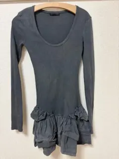 ZARA チュニック 長袖 フリル グレー