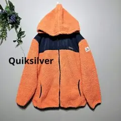 【Quiksilver 】ボアジャケット フード付き オレンジ 軽量 暖かい