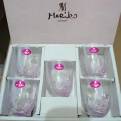 新品未使用Mariko LONDON薄紫 花模様 グラス ５個セット