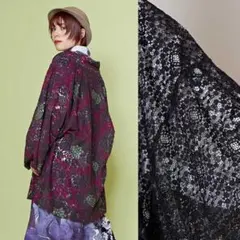 カヤ　透き影羽織　レース　羽織　ブラック　オールシーズン　大正ロマン　ふりふ