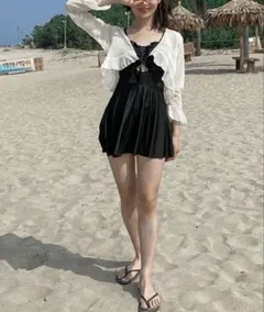 フリルデザイン ブラック水着