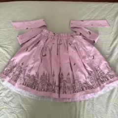 アンクルージュ お城柄 フレアスカート ピンク