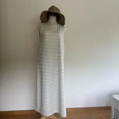 ストライプ ノースリーブ ロングワンピース