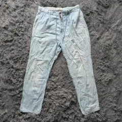 WEGO イージー デニム パンツ L タック シェフパンツ ライトブルー