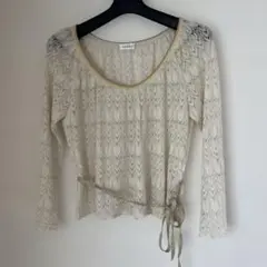 ⭐️美品　ルーニィ八分袖レースニット オフホワイト　　Mサイズのサムネイル