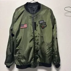 HUANGTIANJIAO MA-1ジャケット オリーブグリーン　アメリカ国旗