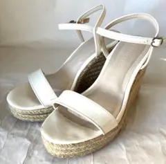 ストラップ付 ウェッジサンダル オフホワイト 23.0cm
