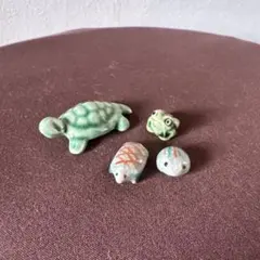 陶器製 ミニチュア動物 置物 4点セット