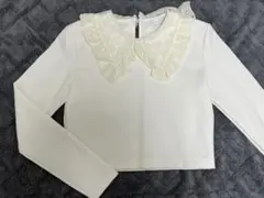 MILK クリーム色　白　ホワイト　トップス　長袖　レース襟　ショート丈　春のサムネイル