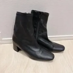 スクエアショートブーツ 柔らか素材 黒 5cm ナチュラルクチュール【L】