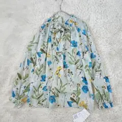 極美品✨トゥモローランド フラワープリント ボウタイギャザーブラウス