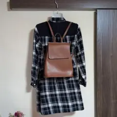 ZARA レザー リュック　バックパック　ブラウン