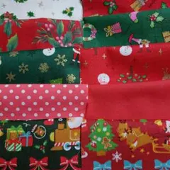 17✕12cmサイズクリスマス柄ハギレ10枚セット（17）