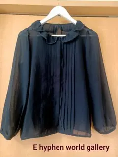 E hyphen world gallery 紺 シフォンシャツ ブラウス
