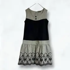 a2768 ＊レストローズ＊ ワンピース 2 バイカラー 刺繍 レース 秋冬