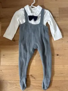 ボウタイ付きオーバーオールセット 80cm