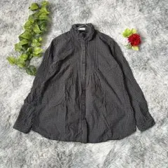 a.v.v standard L シャツ ブラウス チェック 紺 黄 コットン