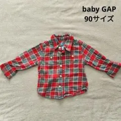 baby GAP 90 赤 チェック ネルシャツ 長袖シャツ ギャップ ベビー