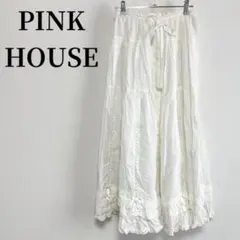 ピンクハウス フレアスカート レース フリル ホワイト コットン 古着コーデ