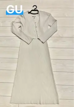 GUマルチウェイリブニットワンピースM ホワイト