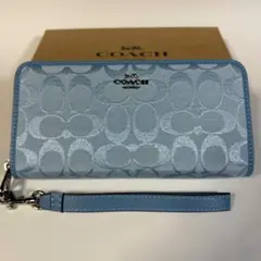 COACH コーチ 長財布 CH369 ブルー シグネチャー