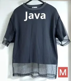 Java ジャバコラボ チュールレイヤードバックプリントシンプルTシャツ M