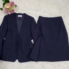 未使用 S～M プラステ ノーカラー ジャケット スカート セットアップ 紺