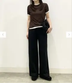 ♡新品♡GU♡ソフトシアークルーネックTQ♡ブラウン♡M♡のサムネイル