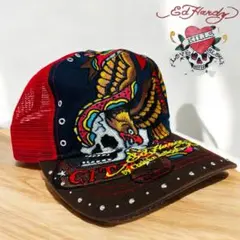 希少 エドハーディ スタッズ スカル イーグル メッシュ キャップ タトゥー