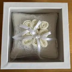 4℃ リングピロー ホワイト レース装飾付き