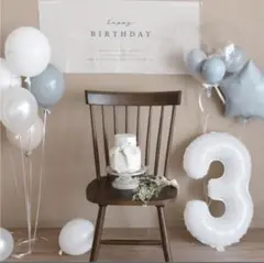 ３歳　数字　ナンバー　バルーン　風船　誕生日　飾り　3カ月　ナチュラル