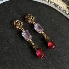 【ご売約品】ヴィンテージスワロルビー×ヴィトレイル＋アレキサンドライトイヤリング