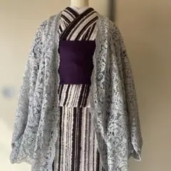 レース羽織、モモンガコート　薄いグレー