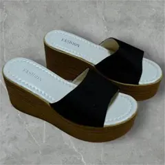 サンダル 厚底 レディース 黒 ブラック 夏 ミュール 9cm ヒール ビーチ