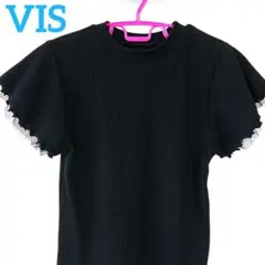 VIS リブ半袖Tシャツ メロウフリル袖 レース袖のサムネイル