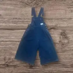 美品 オーバーオール Mサイズ 青 デニム風 ショートパンツ カジュアル