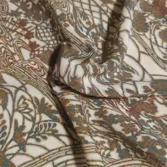 クリーム色×染め柄総柄　6枚合計　32×210㎝　23×220㎝　正絹ハギレ