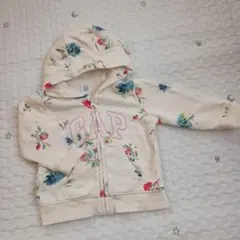 Babygap　くま耳花柄パーカー　白　女の子12м-18м
