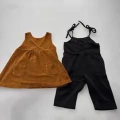 女の子　ワンピース　オーバーオール　ユニクロ　プティマイン　80cm 2点セット