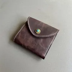 二つ折り財布 ブラウン リベット バイカー 本革 牛革 アメカジ kp13-2