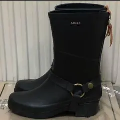 AIGLE　ミスジュリー　黒 ゴム 長靴 ショートブーツ